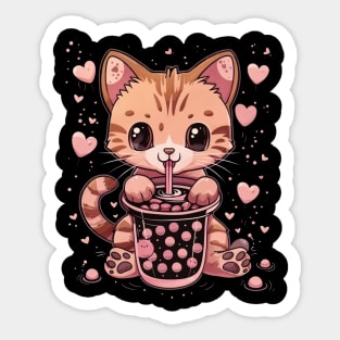 Cat's Boba Treat Time Sticker